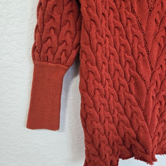 Free People Turtleneck Cable Knit Sweater Tunic Orange XS - Picture 2 of 5